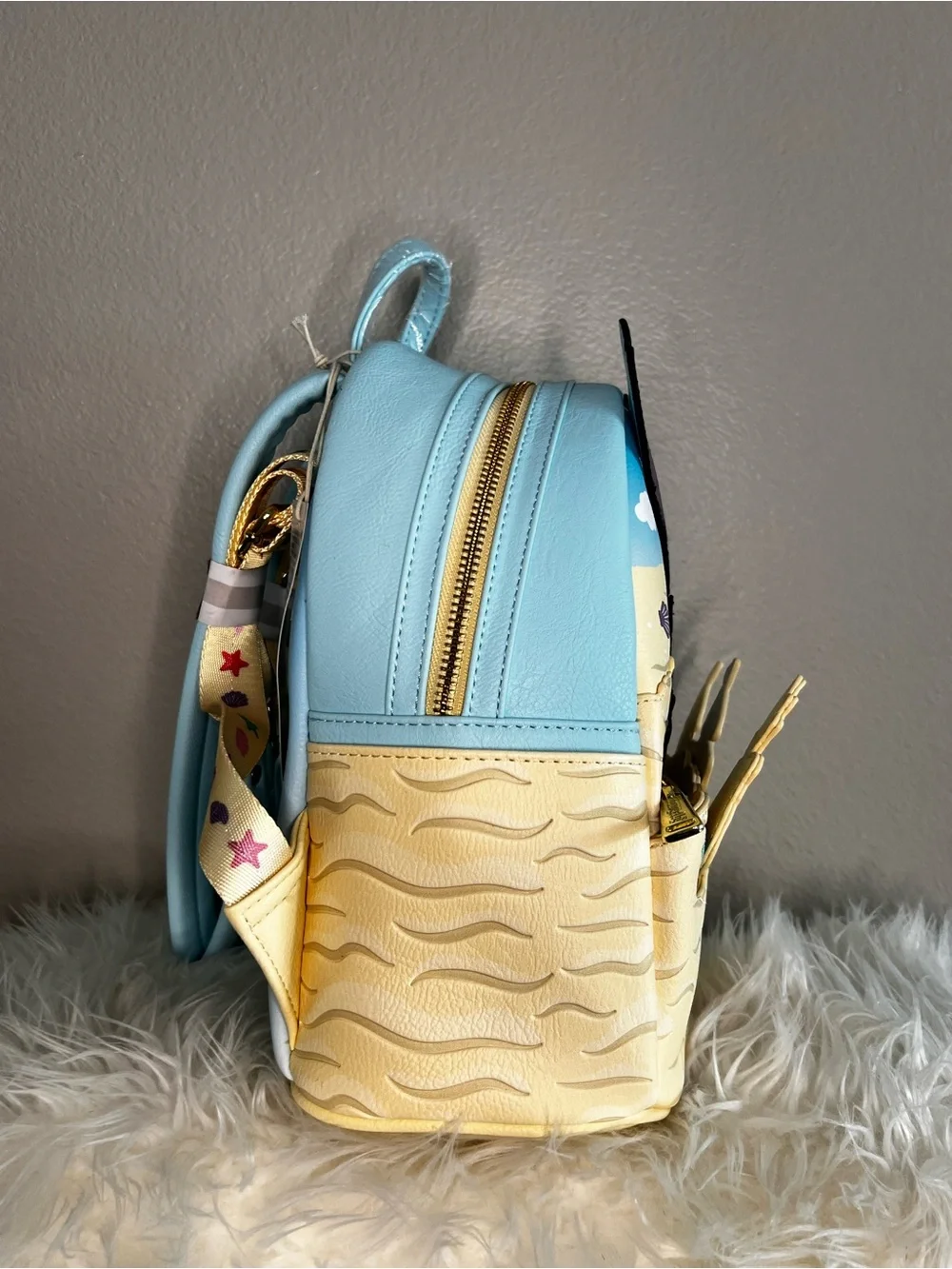 Loungefly Stitch Sandcastle Mini Backpack & Wallet - Light Blue & Cream